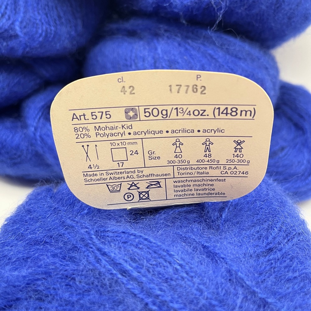 Laine de Schaffhouse Mohair Kid 80 Yarn Blue Swiss Made 10 Skeins - Picture 3 of 3